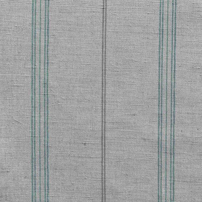 Elise Sage - Linen Cotton mix curtain fabric, Grey & Green stripes