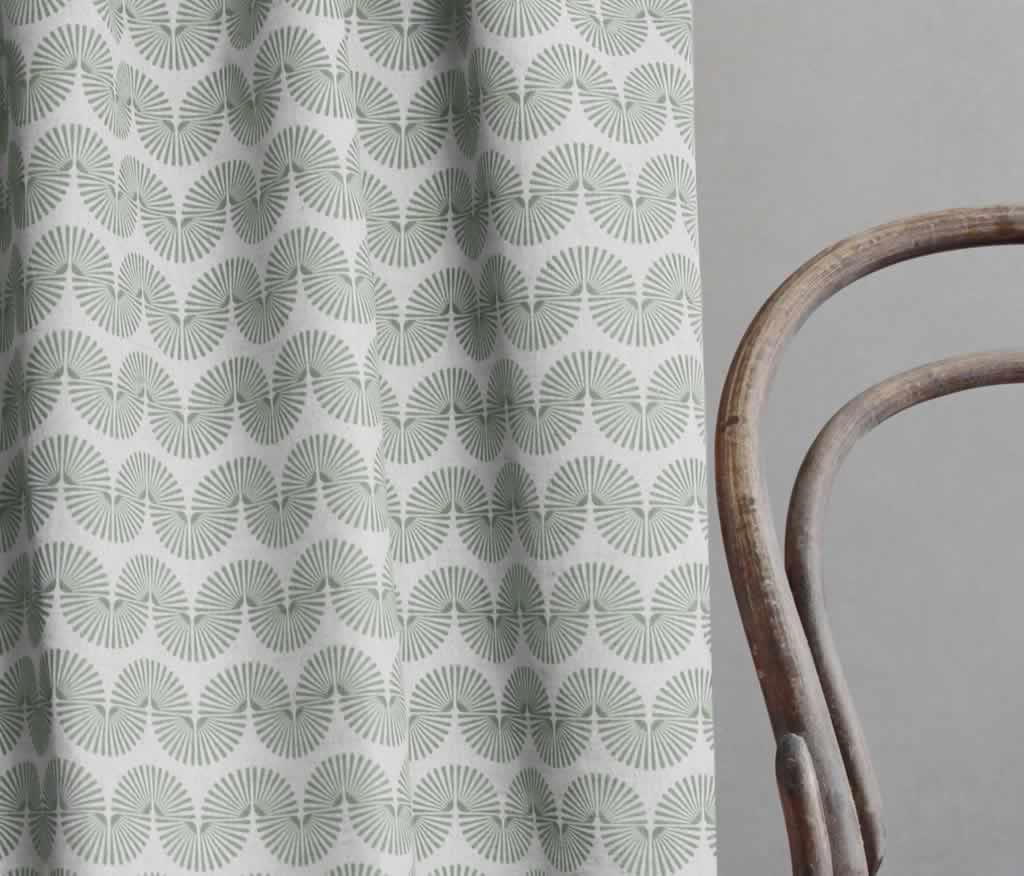Ofira Sage - Curtain fabric with Green abstract print