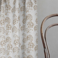 Erleen-Nat Sand - Curtain fabric with Brown botanical print