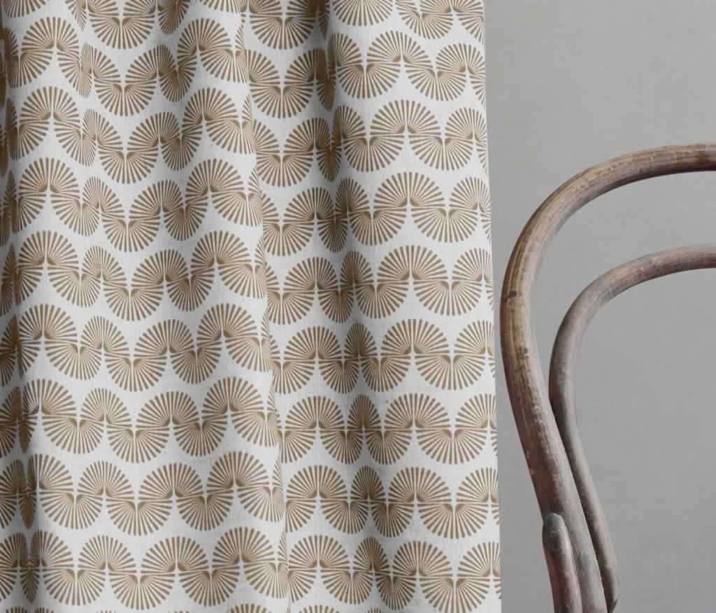 Ofira Sand - Curtain fabric with Brown abstract print