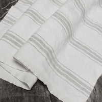 Sari White Dove - Striped Linen fabric, grey stripes