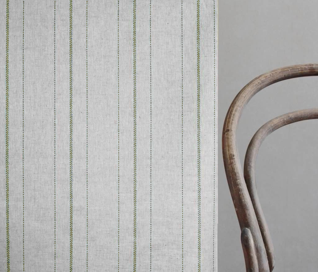 Inari Seaweed - Curtain fabric with Green striped print