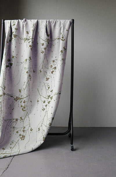 Berry Sea Weed - Curtain fabric with Green Botanical print