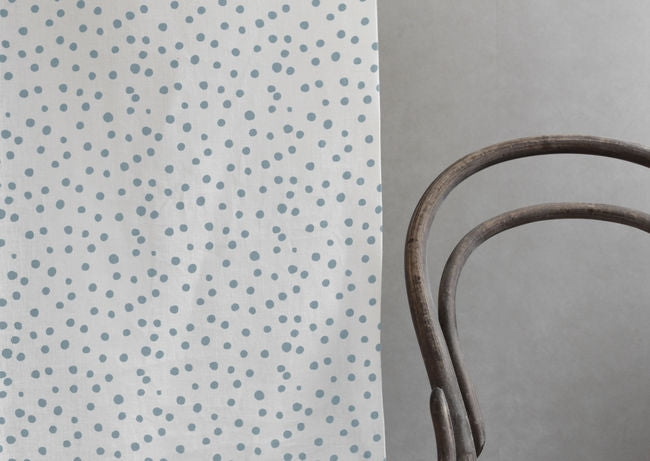 Dottie Shadow Blue-WHT - Dotted fabric with Blue spots, 100% Linen