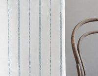 Inga Shadow Blue - White fabric with Blue decorative stripes, 100% Linen