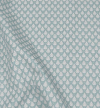 Kira Shadow Blue- Curtain fabric with Pale Blue botanical print