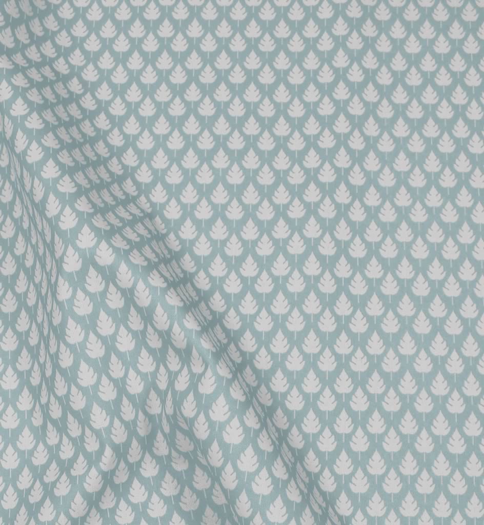 Kira Shadow Blue- Curtain fabric with Pale Blue botanical print