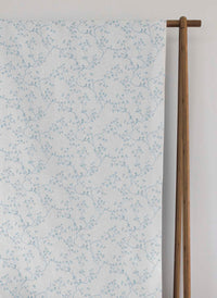 Goldfinch Shadow Blue WHT- Curtain fabric with botanical print