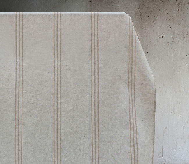 Telma Tangerine - Linen Cotton Fabric with Orange stripes