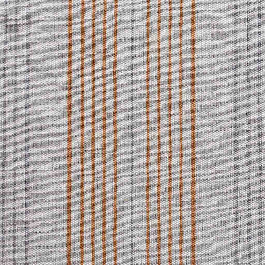 Else-Tangerine -  Linen Cotton mix curtain fabric, Orange & Grey stripes
