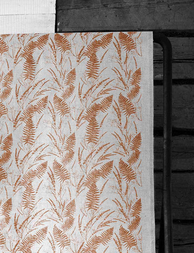 Fernia Terracotta - Fabric for curtains with Orange pattern