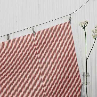 Maisa Terracotta - Linen curtain fabric, Orange stripes