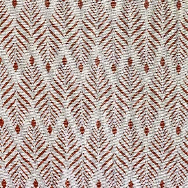 Sylvia Terracotta - Orange abstract print on Natural fabric