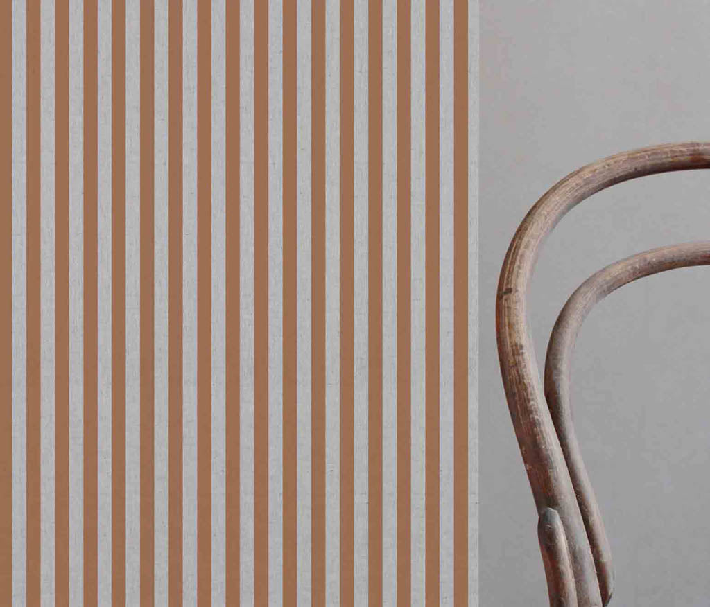 Liliana Terracotta-NAT - striped orange patterned fabric for curtains and blinds