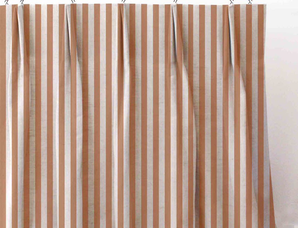 Liliana Terracotta-NAT - striped orange patterned fabric for curtains and blinds