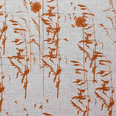 Breeze Terracotta - Curtain fabric with Orange botanical pattern
