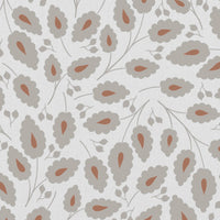Goldie Terracotta-WHT  - White curtain fabric with Orange botanical print