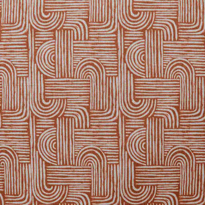 Ediva Terracotta - Curtain fabric with Orange abstract print