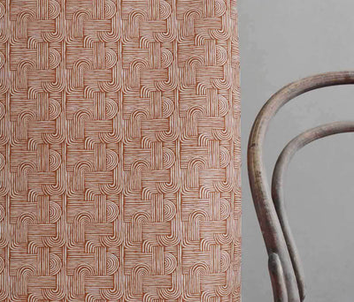 Ediva Terracotta - Curtain fabric with Orange abstract print