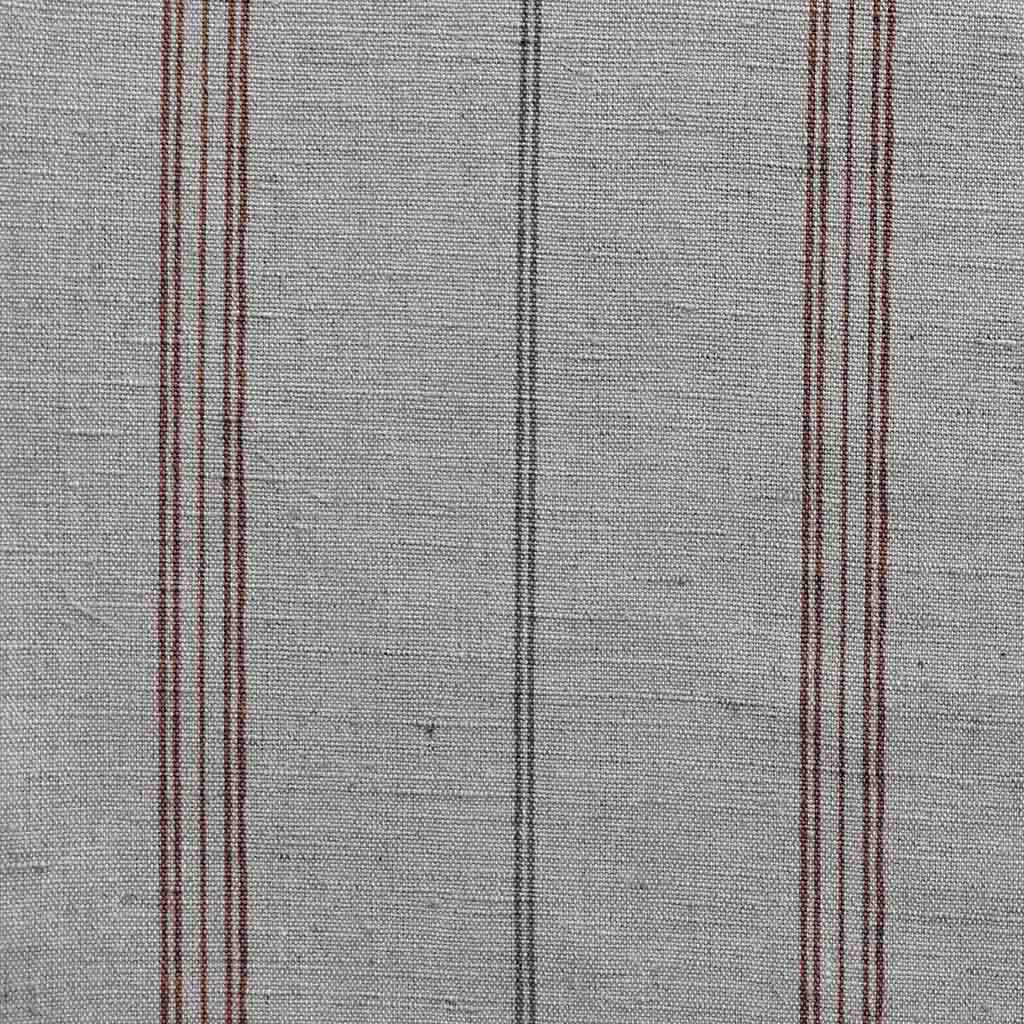Elise Terracotta - Linen Cotton mix curtain fabric, Orange & Grey stripes