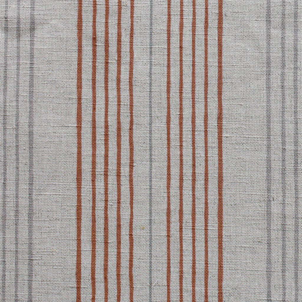Else Terracotta -  Linen Cotton mix curtain fabric, Orange & Grey stripes