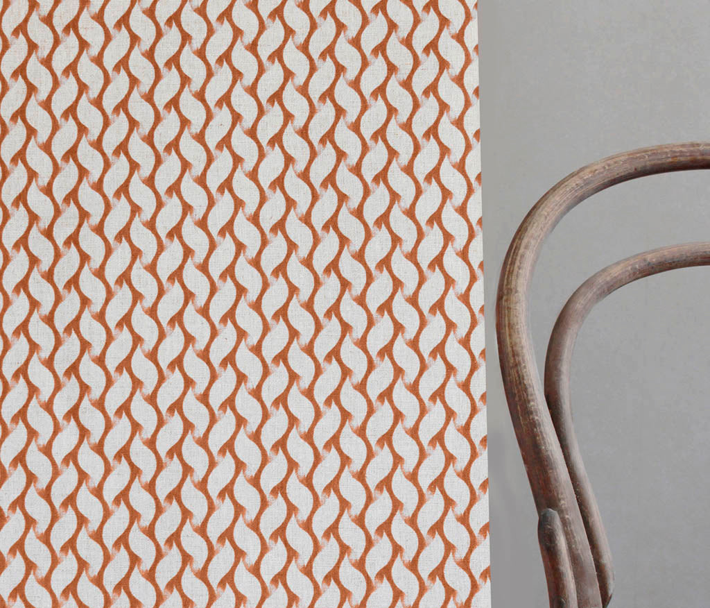 Isla Terracotta - Curtain fabric with Orange abstract print