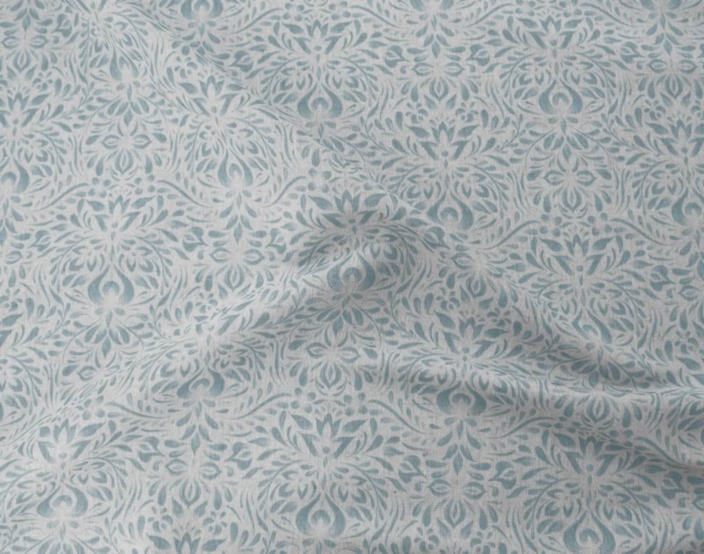 Jasmi True Blue - Curtain fabric with  Light Blue abstract print