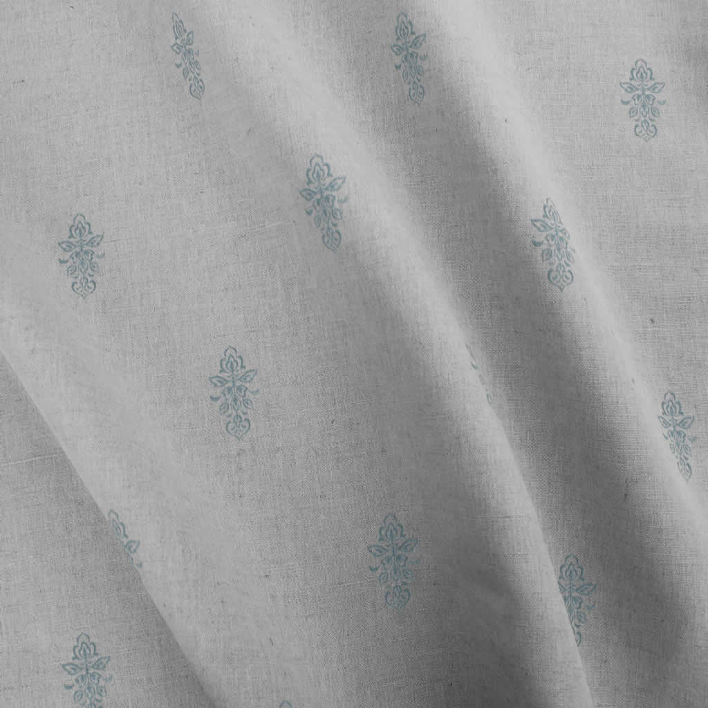 Lisana-NAT True Blue - Curtain fabric with Light Blue abstract print