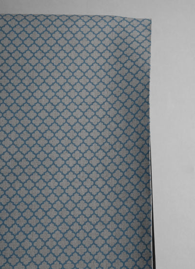 Jonna True Blue - Curtain fabric, blue moroccan clover pattern