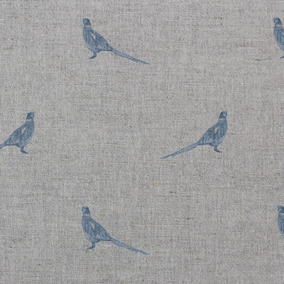 Pheasant True Blue - Curtain fabric with blue pattern of pheasants