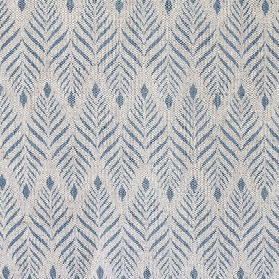Sylvia True Blue - Blue abstract print on Natural fabric