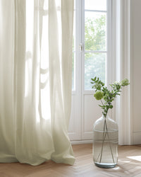 Ulrike Off-White  - Stonewashed white linen cotton mix fabric, for curtains and blinds.