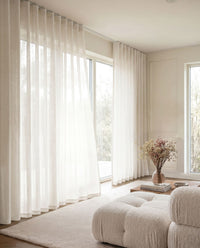 Sheer Linen Curtains in Gabriella White - 300 cm wide sheer fabric