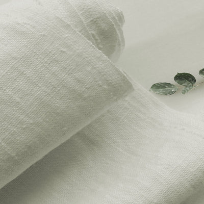 Bianco White - White 100% Linen Fabric Prewashed