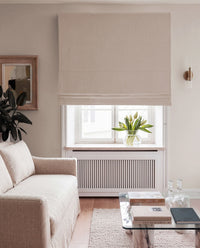 White Linen Roman Blind with Blackout lining. 100% Linen - Beata Bone White by Ada & Ina.