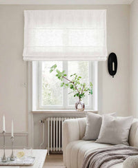 White Linen Roman blind - Cotton lined. Made of pre-washed 100% linen Bianco Pure White by Ada & Ina.