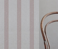 Sumi Peony-WHT - White curtain fabric with Pink Striped print