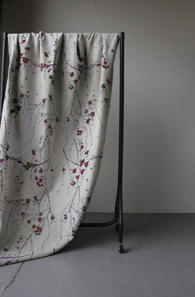 Berry Wine - Natural fabric with Wine Red print