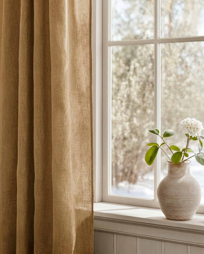 Yellow Bespoke Curtain - close-up. Linara Mustard by Ada & Ina
