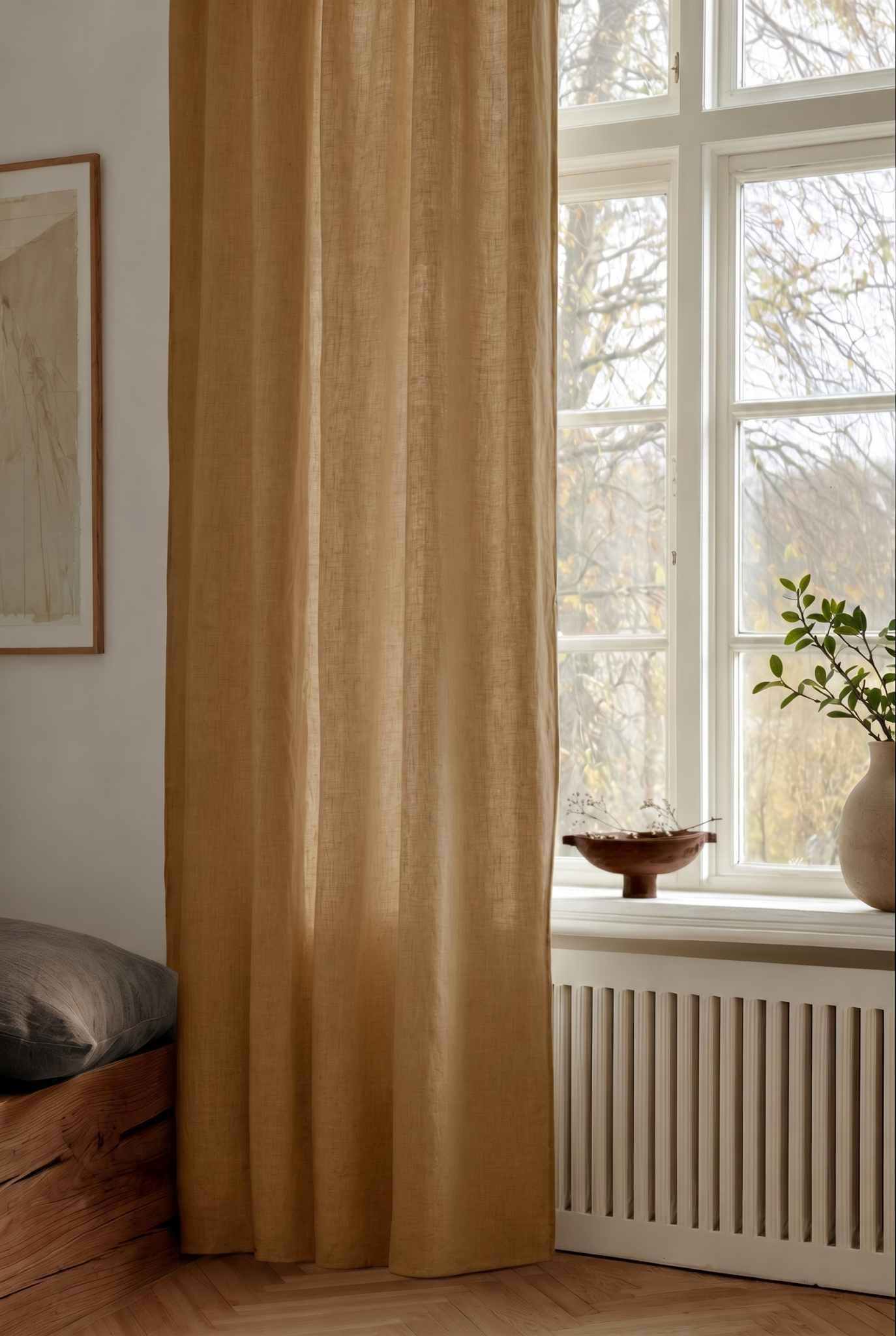 Yellow Custom made Curtain. Linara Mustard by Ada & Ina